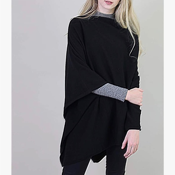 🎉HP 🎉Black 100% Cotton Poncho/Shawl - Picture 2 of 7